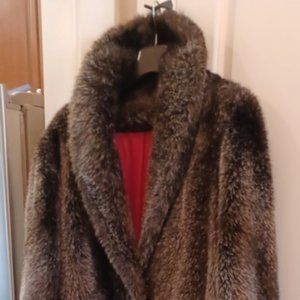 Faux Fur coat - Large, full length, USA-made